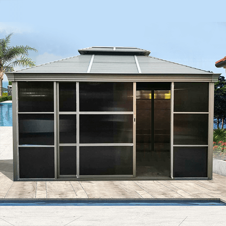3x4M Алюминиевый домик-беседка с раздвижной дверью